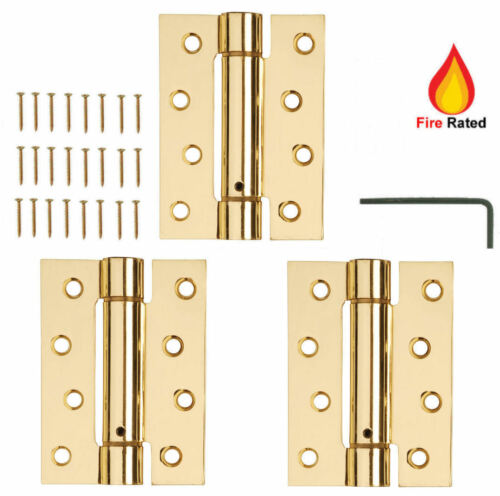 3 x DOOR HINGES FIRE RATED Self Closing Single Action Adjustable Spring BRASS