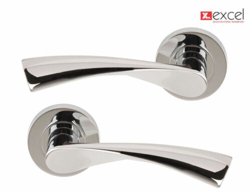 FLEX Polished Chrome Lever on Rose Door Handles ARC Passage Levers Pair of