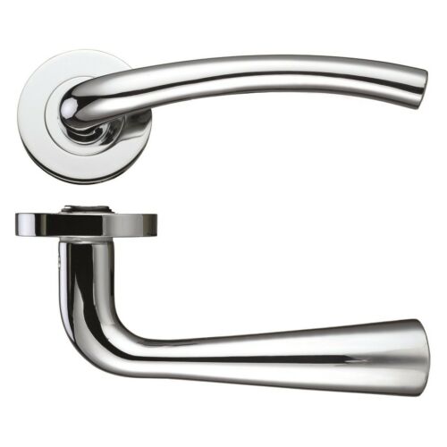 Assisi Lever Door Handle on Rose - Polished Chrome