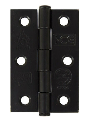 3" Black Steel ButtonTip Fire Door Butt Hinges 75 mm Grade 7 Fire Rated