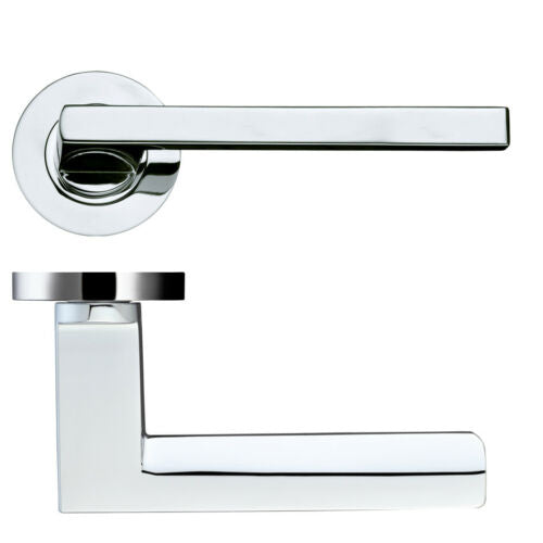 Acerra Lever on Sprung Round Rose Polished Chrome Plated