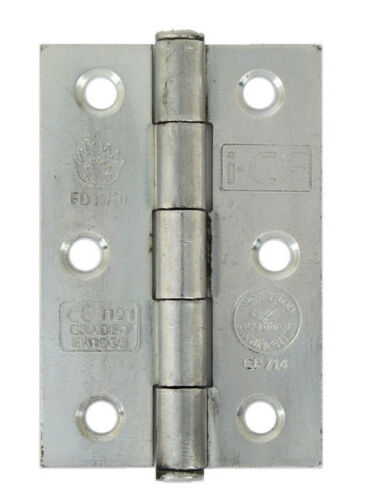 3" Bright Zinc Steel ButtonTip Fire Door Butt Hinges 75 mm Grade 7 Fire Rated
