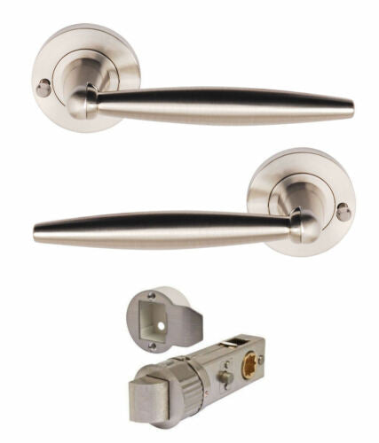 CENTAUR Satin Nickel Push Button Locking Privacy/ WC Lever on Rose Door Handles